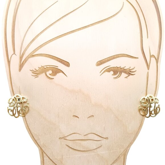 Golden Monogram Filigree Stud Earrings - Picture 1 of 4